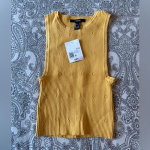 Forever 21 Yellow Textured Knit Tank Top